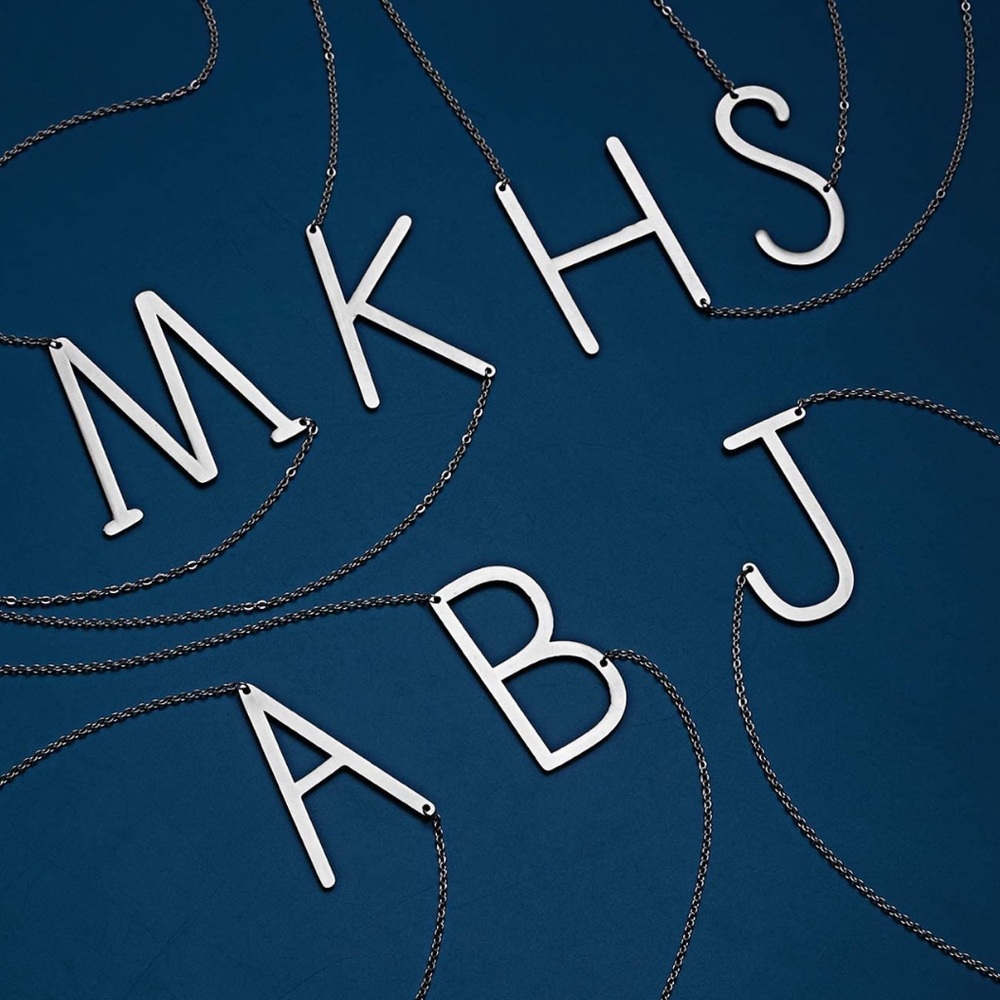 Silver Initial Pendant Necklace Letters A-Z - Picture 5 of 5
